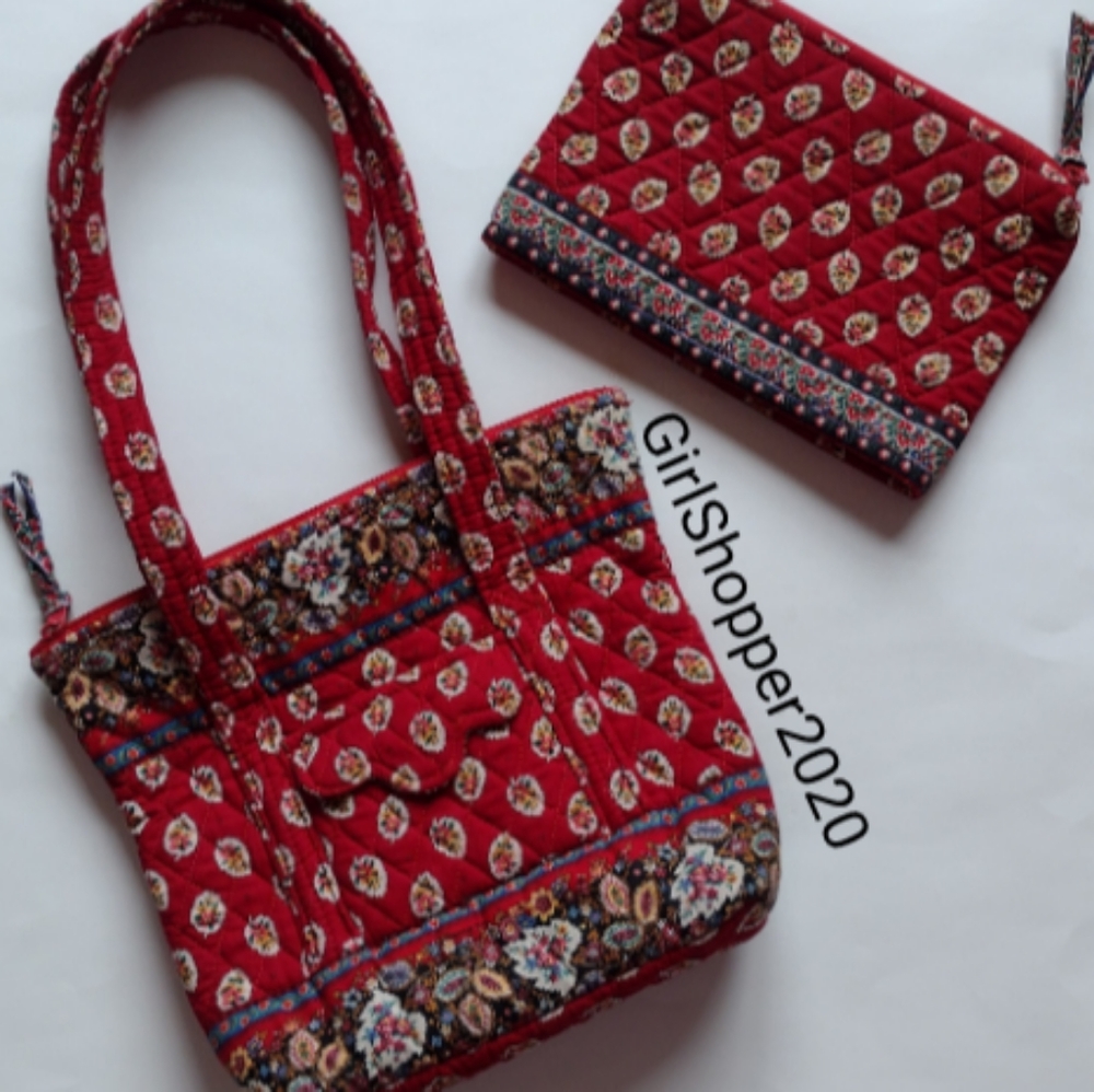 ‼️VERA BRADLEY Red Leaf Tote/Cosmetic Bag